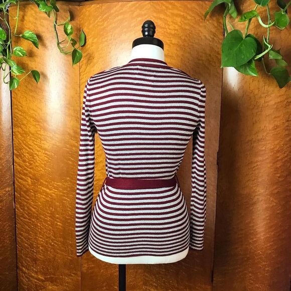 70’s 70s VINTAGE MACY’S Silver Burgundy Cardigan M - Picture 9 of 13